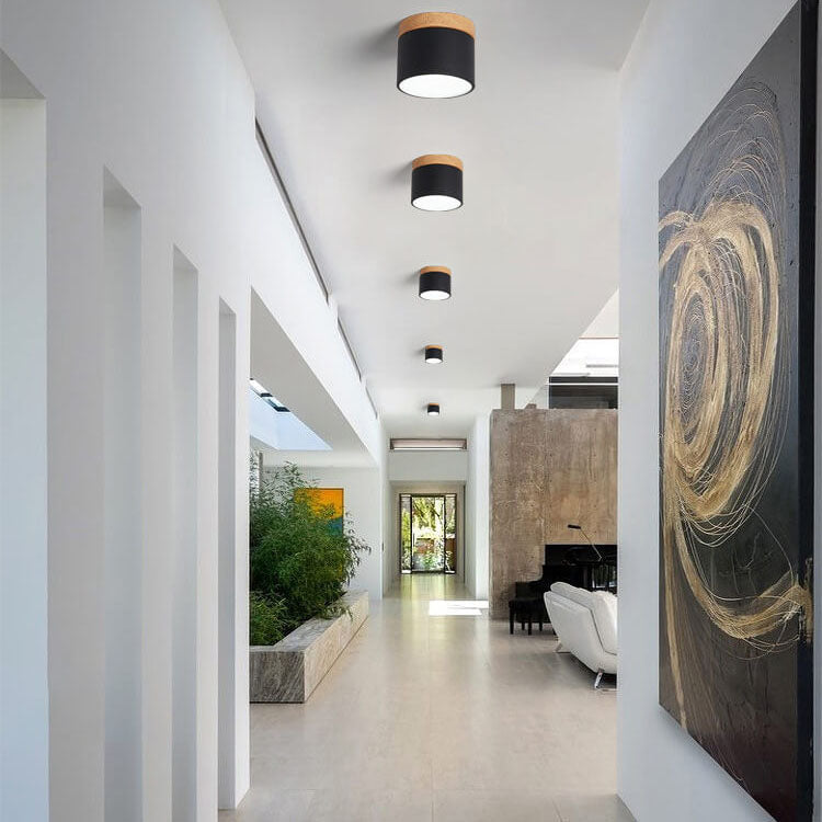 Scandinavian Macaron LED Ceiling Light | Wooden Accent Flush Mount