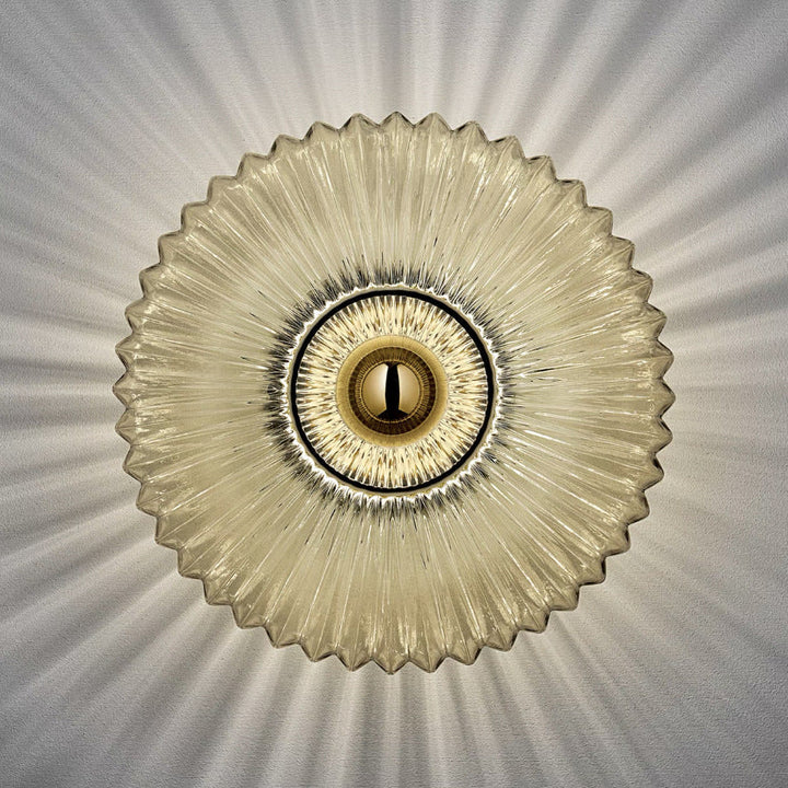 Nordic Vintage Glass Wall Sconce | Striped Round Disc Light