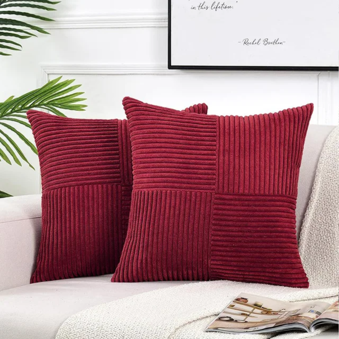 Corduroy Cushion Covers | Luxury Striped Throw Pillow Covers