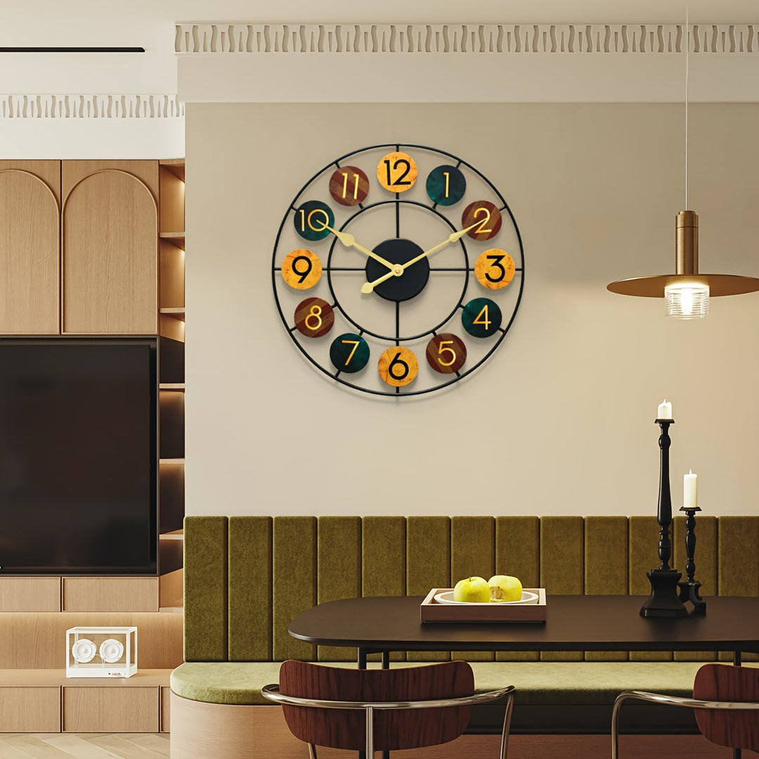 Colourful Metal Wall Clock | Retro Iron Design