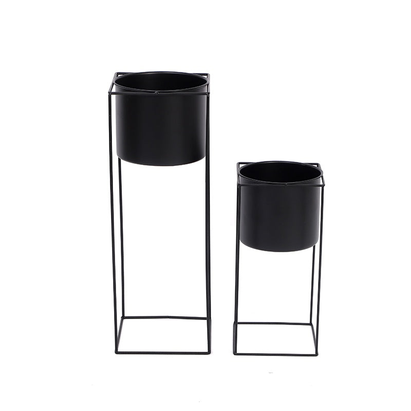 Metal Indoor Plant Stand | Modern Black Rectangular Plant Holder
