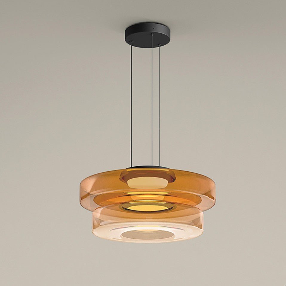 Bauhaus Glass Pendant Light | Modern Layered LED Hanging Lamp