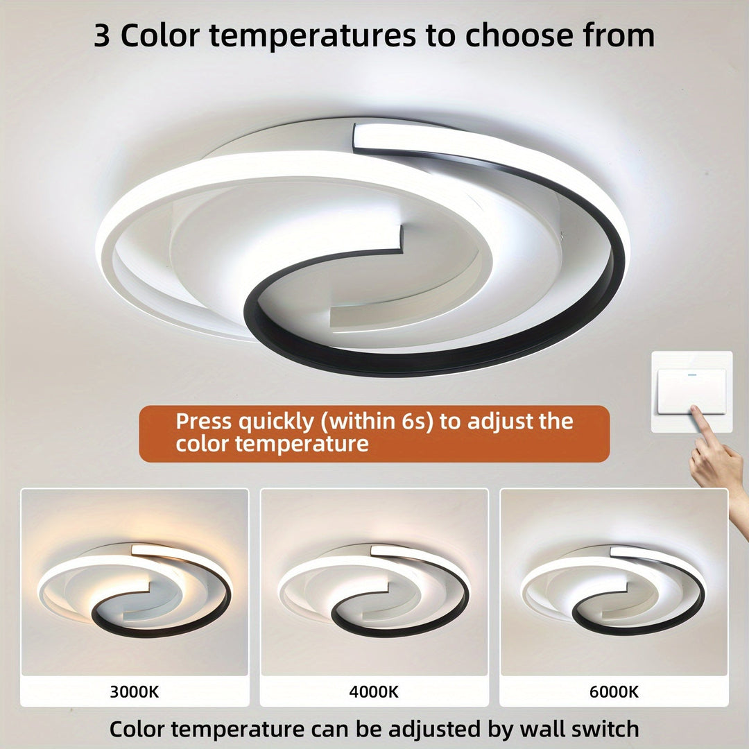 Modern Spiral LED Ceiling Light | Minimalist Round Flush Mount Fixture