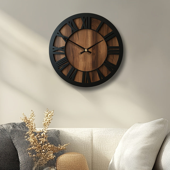 Vintage Wooden Wall Clock | Roman Numeral Design