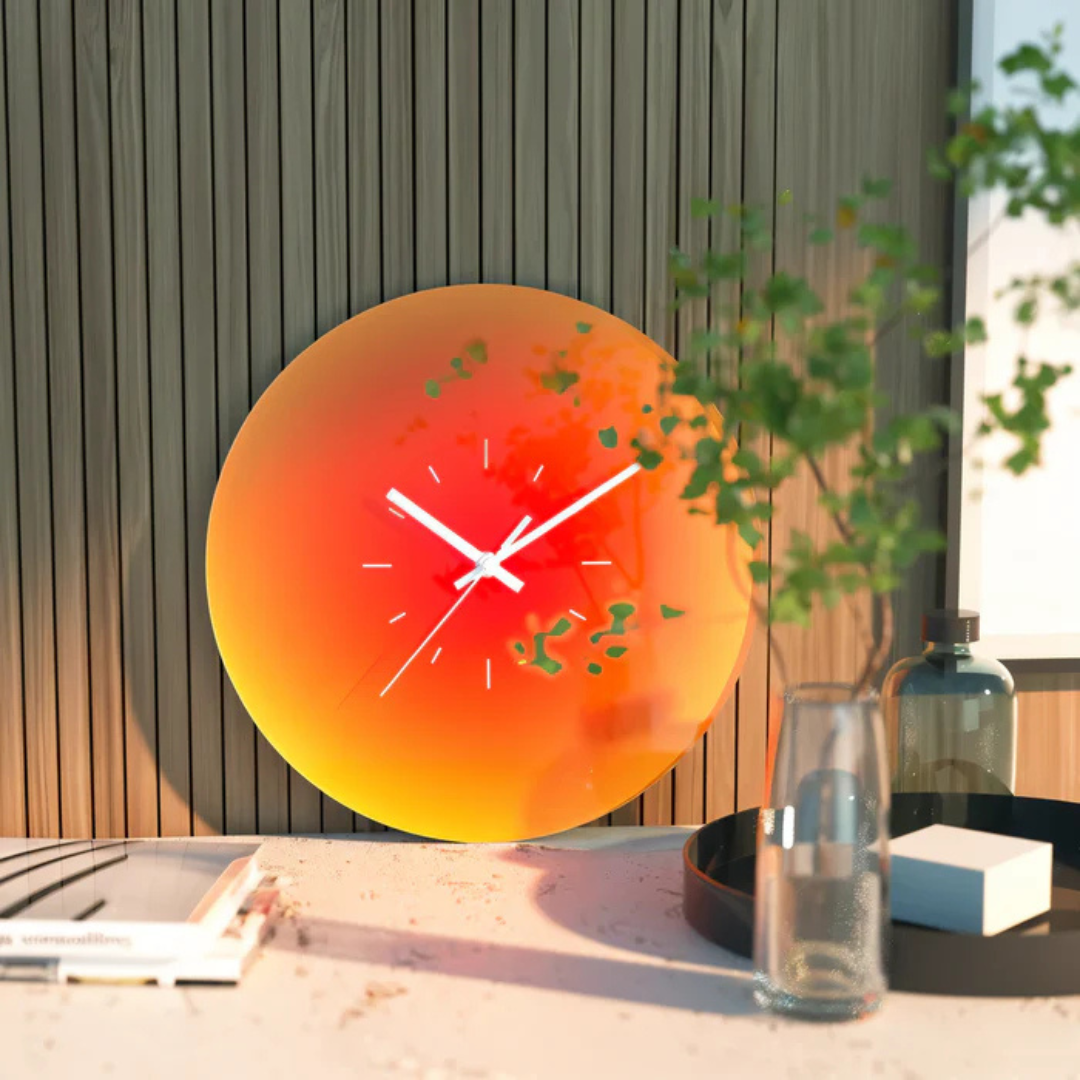 Sunset Glass Wall Clock | Modern Gradient Design