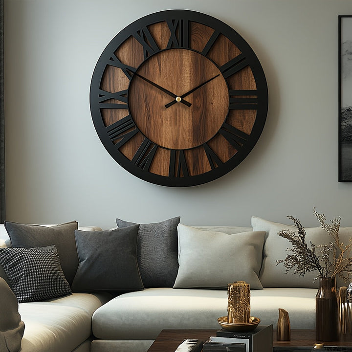 Vintage Wooden Wall Clock | Roman Numeral Design