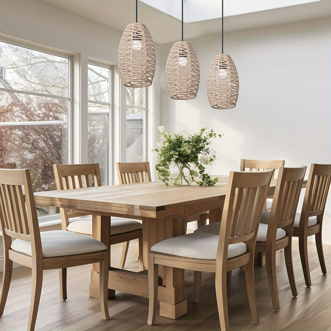 Modern Handwoven Rope Pendant Shade | Natural Woven Ceiling Light