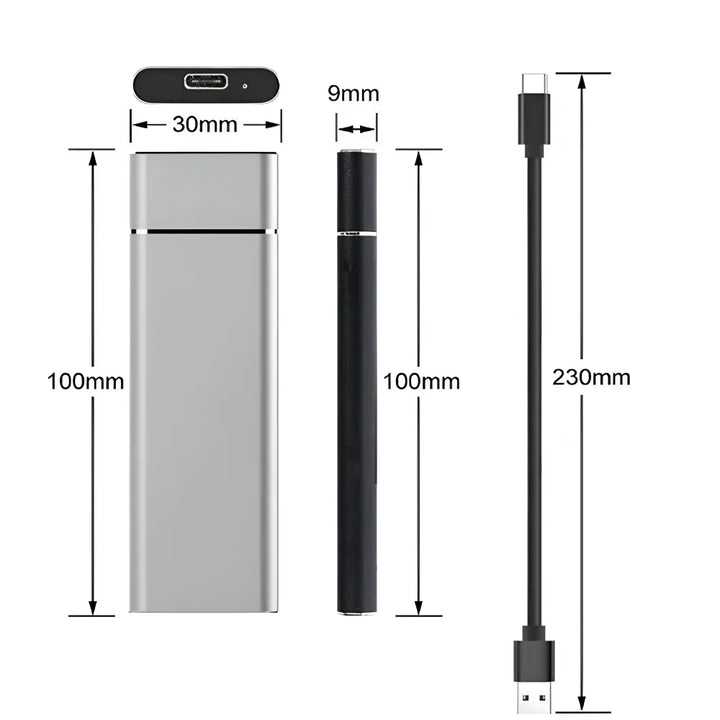 External Hard Drive Aluminum Portable Storage Device