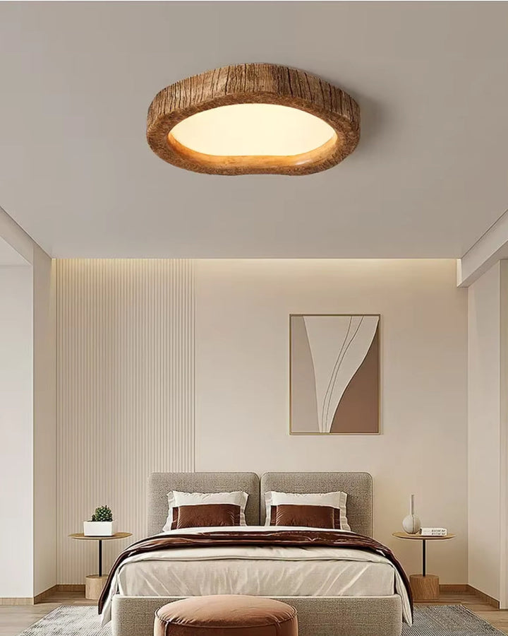 Le Halo Bois Ceiling Light | Rustic Wood-Inspired LED Lamp