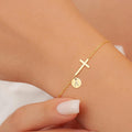 Bracelet Mothers Day Cross Initial Adjustable Chain Jewellery Gift
