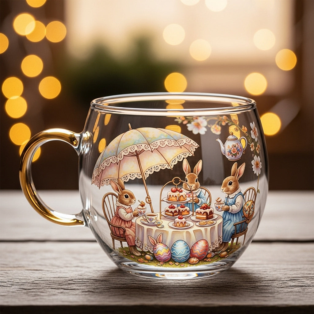 Christmas Glass Mug Winter Motifs Festive Hot Beverage Cup