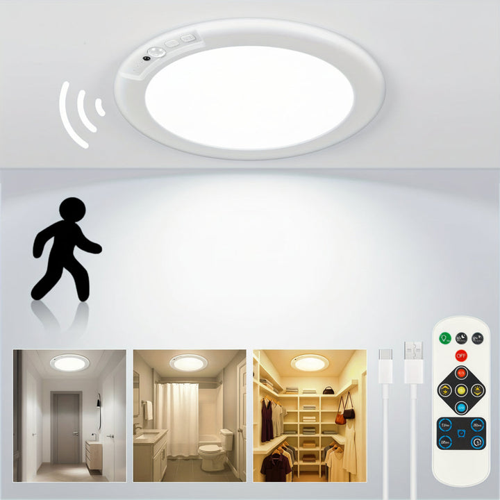 Ceiling Light Motion Sensor Rechargeable LED Flush Mount Lamp