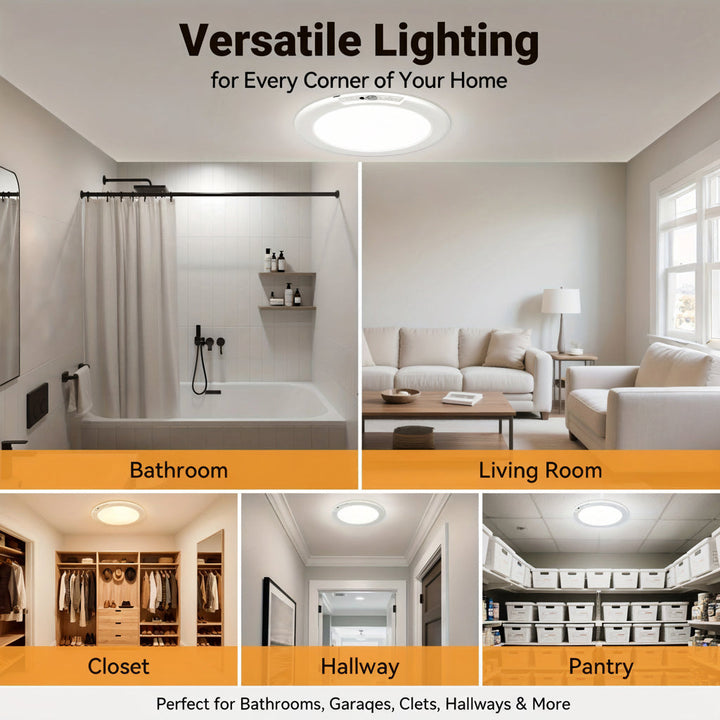 Ceiling Light Motion Sensor Rechargeable LED Flush Mount Lamp