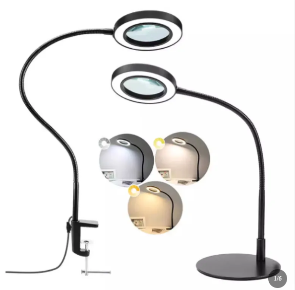 Magnifying Lamp LED Reading Glass Desk Mount