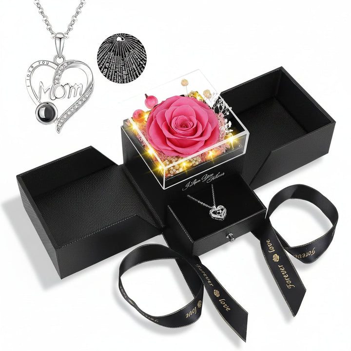 Rose Gift Box Preserved Eternal Flower LED Light Love Necklace