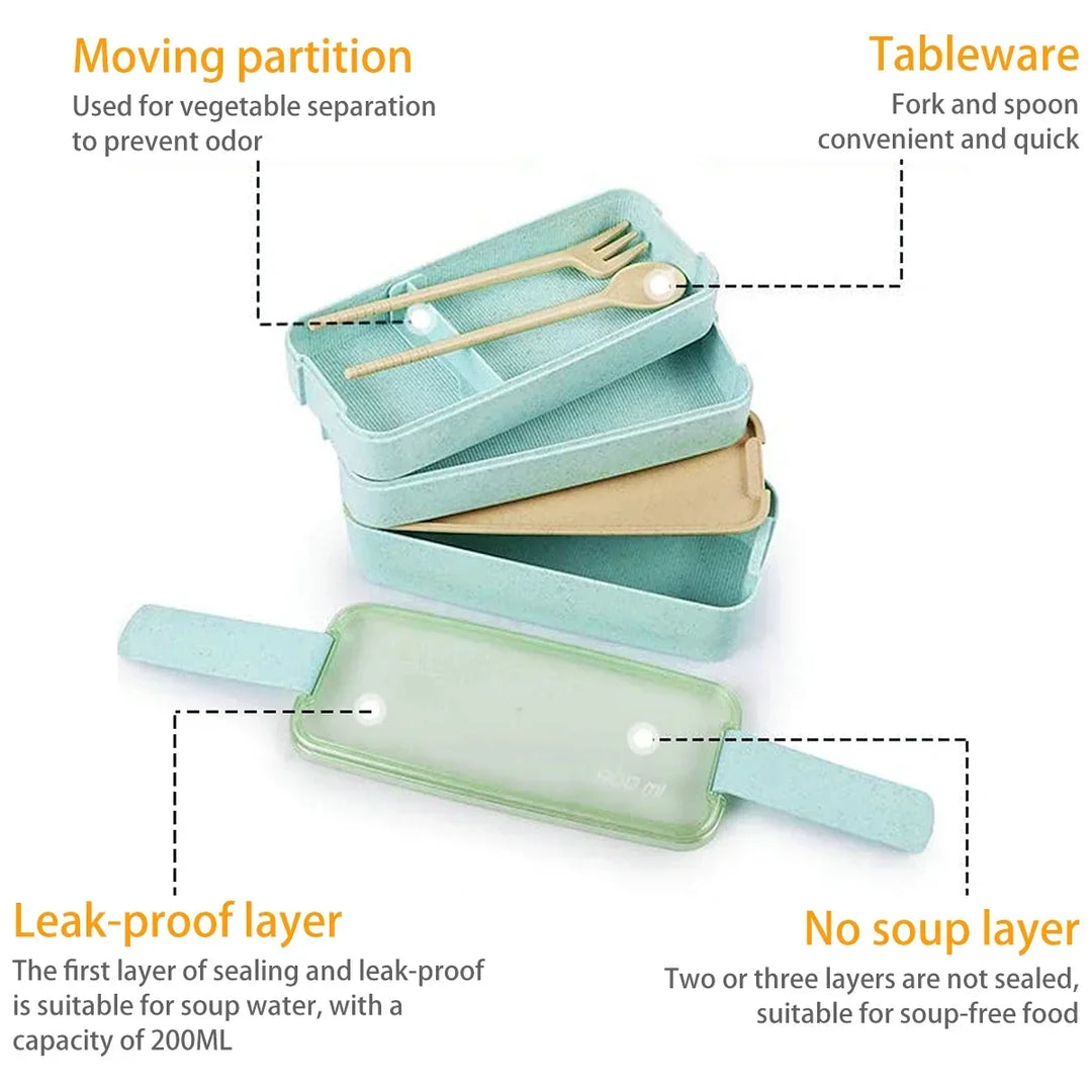 EcoStack | 3-Tier Bento Lunch Box | Wheat Straw 900 ml
