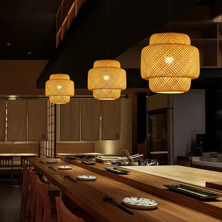 Natural Bamboo Pendant Lamp | Handwoven Rattan Light Fixture