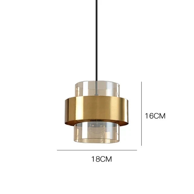 Nordic Glass Pendant Light | Modern Brass Cylinder Design
