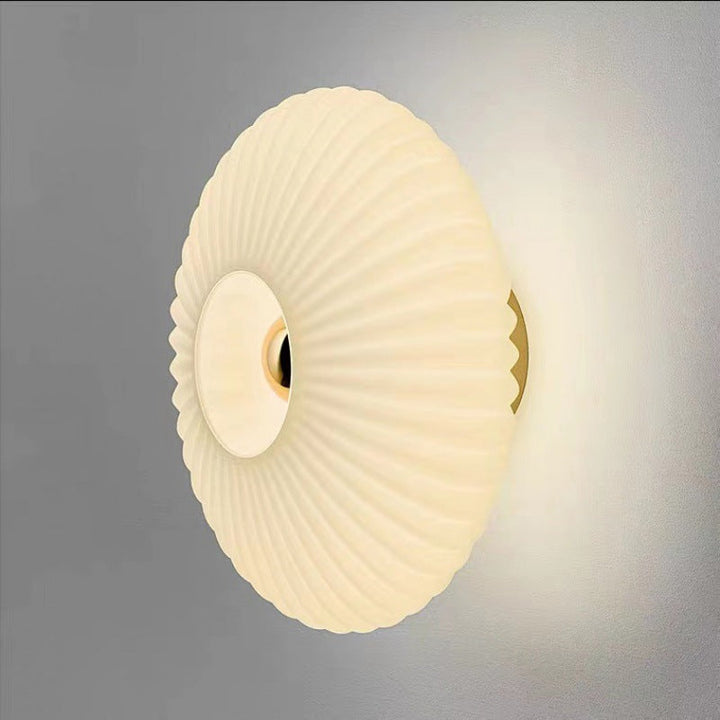 Nordic Vintage Glass Wall Sconce | Striped Round Disc Light