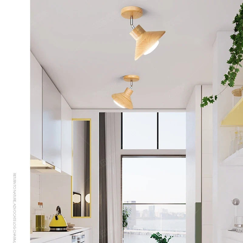 NordicWood Ceiling Lamp | Natural Timber Cone Design