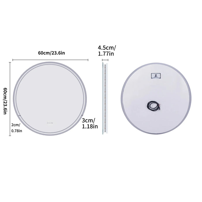 LuvoRound | Round LED Bathroom Mirror | Anti-Fog & Dimmable Touch Screen