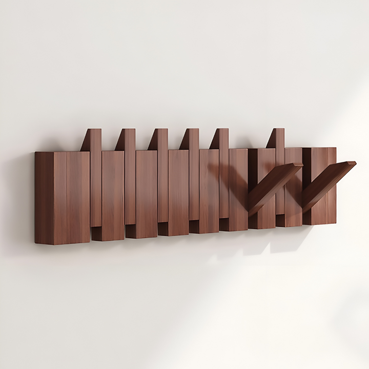 Wall Mounted Coat Rack Wooden Foldable Hook Rack Paneled