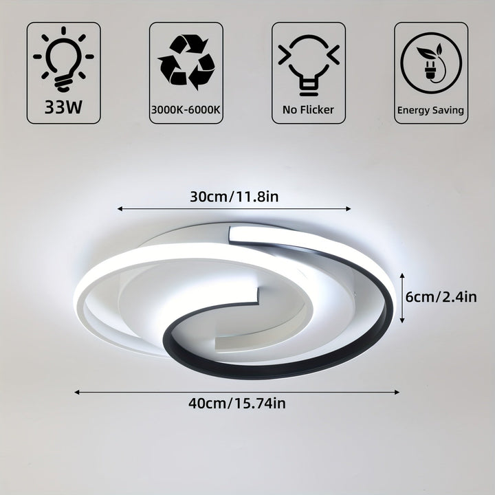 Modern Spiral LED Ceiling Light | Minimalist Round Flush Mount Fixture