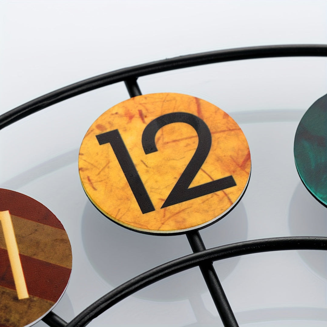Colourful Metal Wall Clock | Retro Iron Design