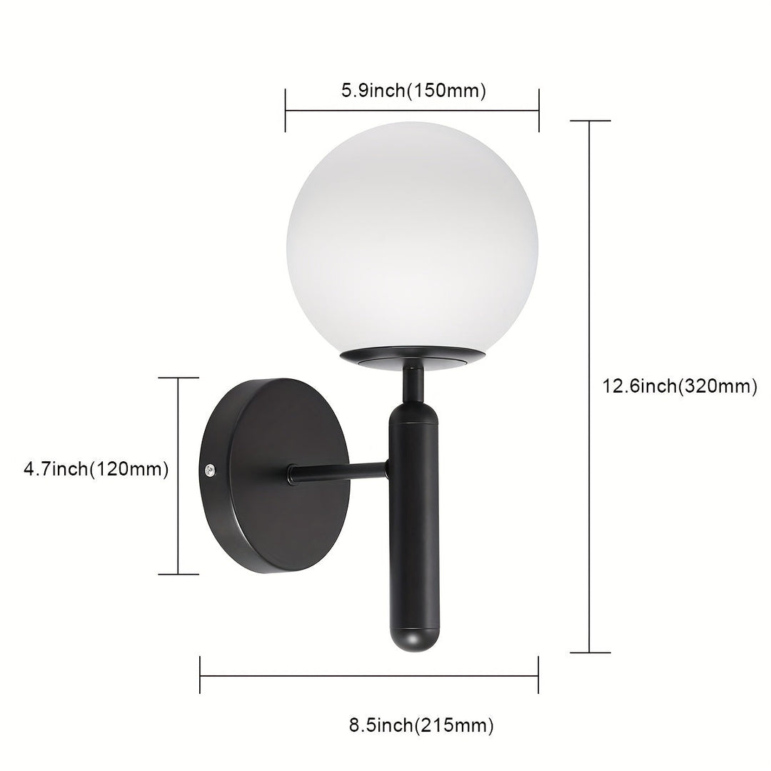Modern Glass Globe Wall Sconce | Polished Metal Semi-Flush Mount Fixture