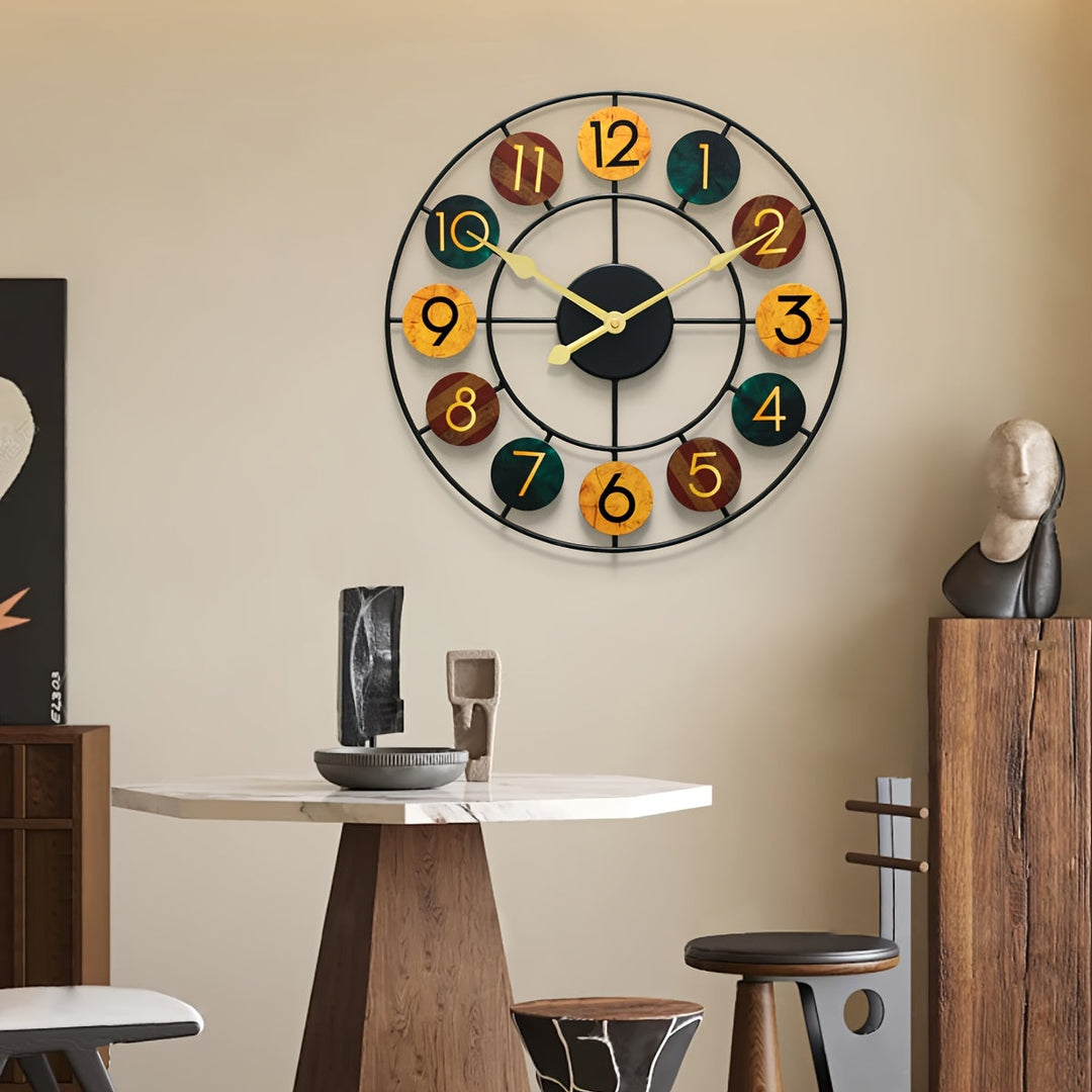 Colourful Metal Wall Clock | Retro Iron Design