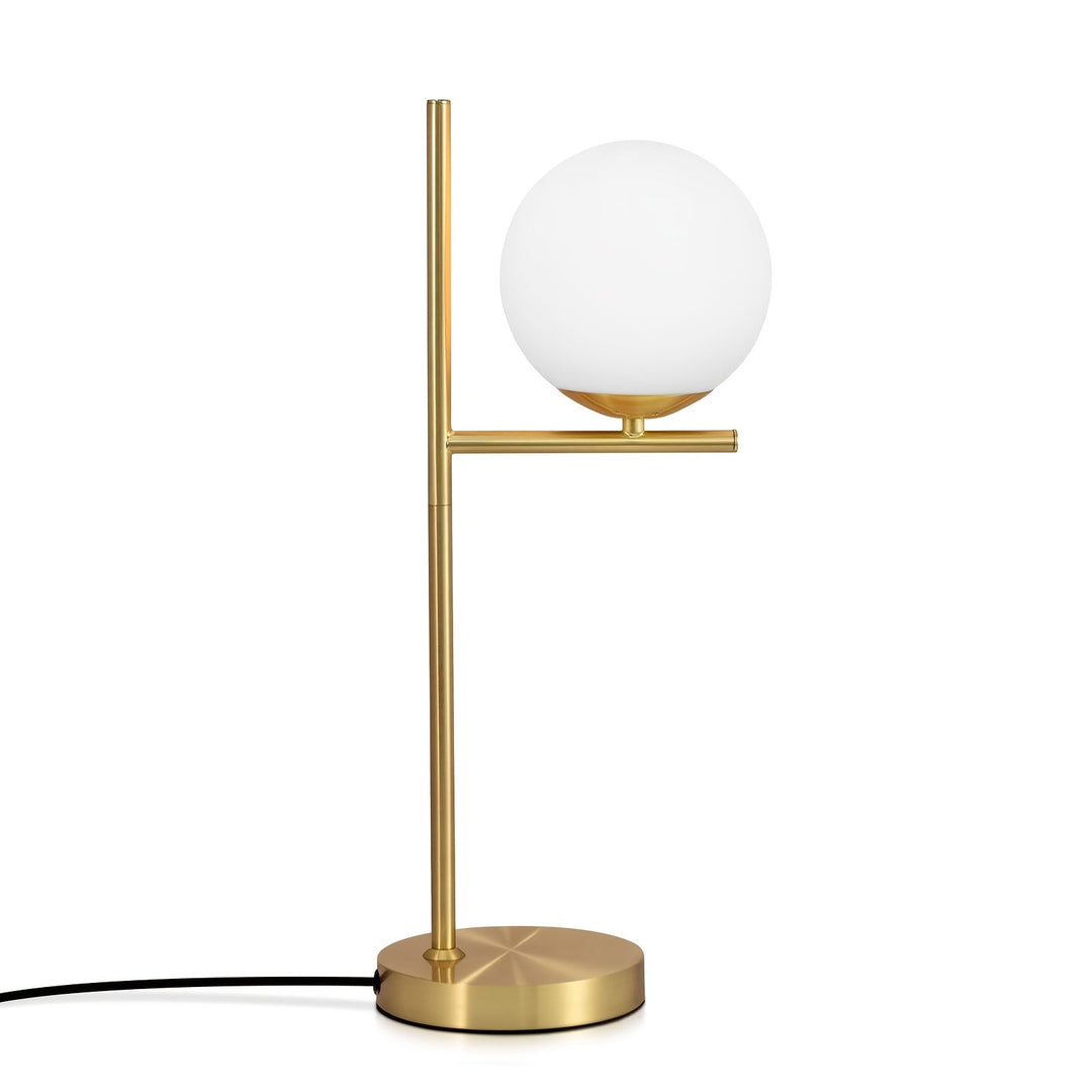Modern Golden Table Lamp | White Glass Globe Design