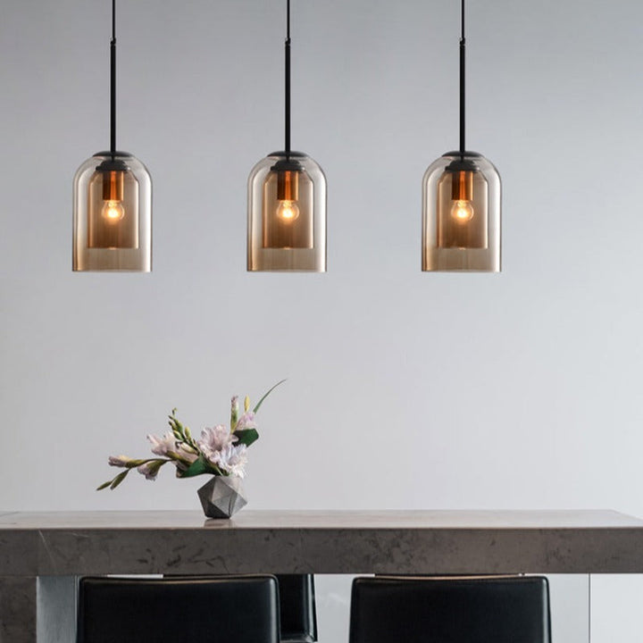 Mica Mid-Century Pendant Lamp | Double Glass Shade